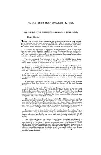 Lower Canada constitutional petition, 1835