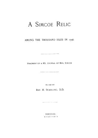 A Simcoe relic among the Thousand Isles in 1796