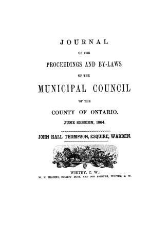 Journal of the proceedings and by-laws of the Municipal Council of the County of Ontario