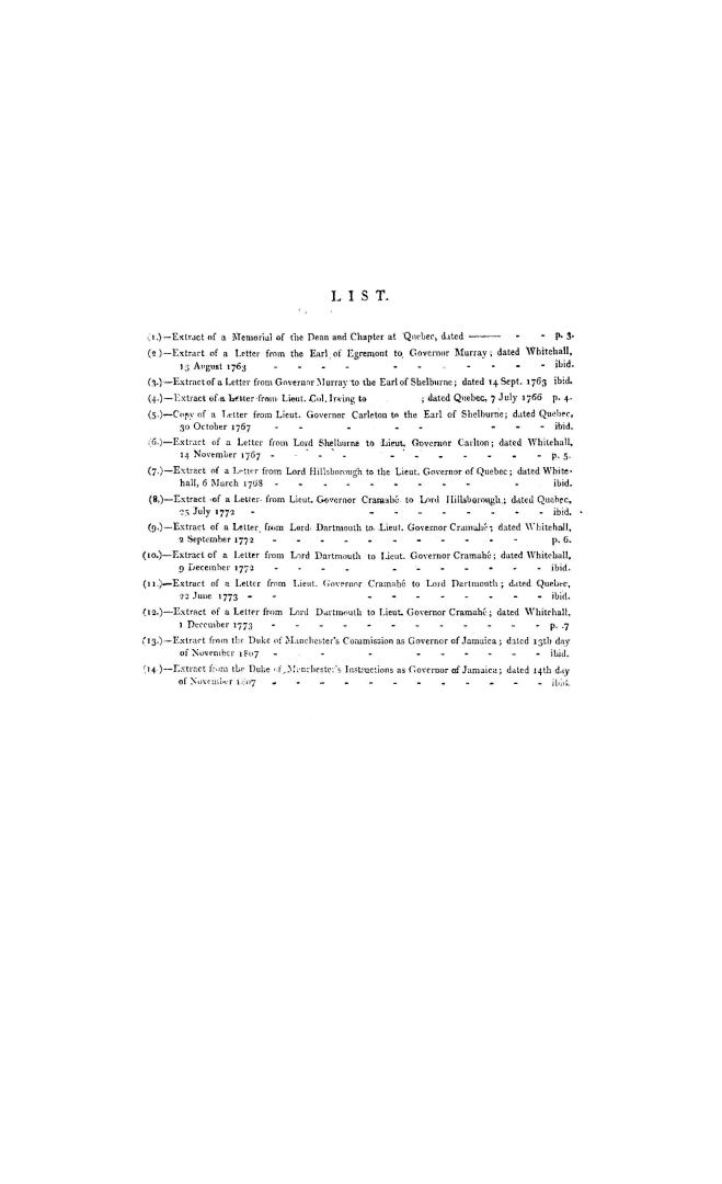 Papers relating to the Roman Catholic religion in Quebec, and, Extracts from the Duke of Manchester's Commission and instructions, as Governor of Jamaica