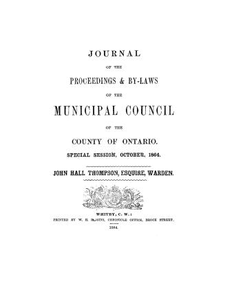 Journal of the proceedings and by-laws of the Municipal Council of the County of Ontario