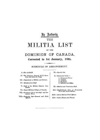 The militia list of the Dominion of Canada