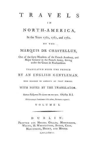 Travels in North-America, in the years 1780, 1781 and 1782