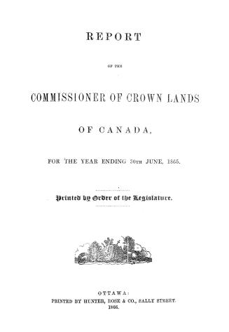 Report of the Commissioner of crown lands of Canada for the year