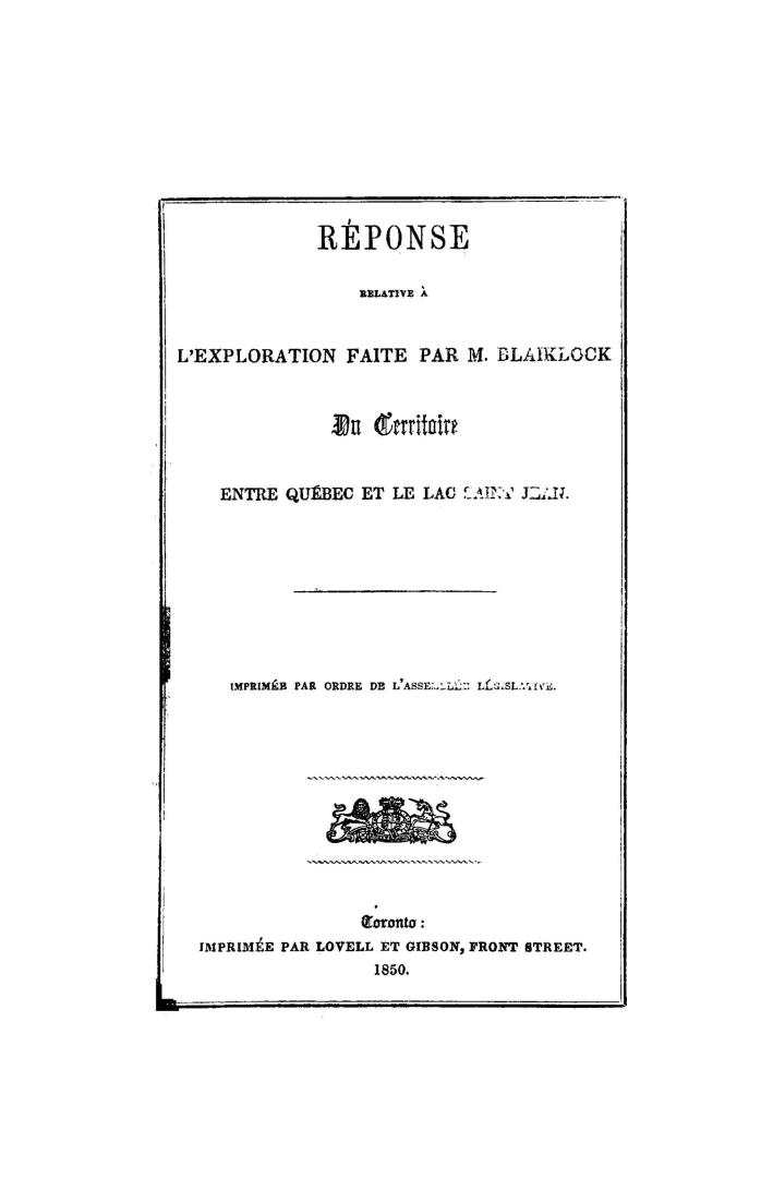 Réponse relative à l'exploration faite par M