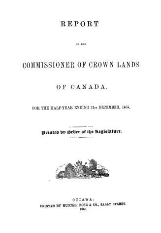 Report of the Commissioner of crown lands of Canada for the year