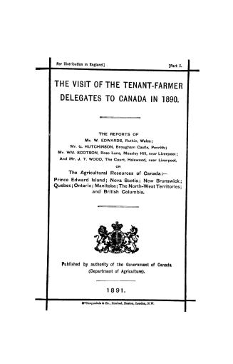 The visit of the tenant-farmer delegates to Canada in 1890