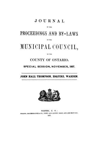 Journal of the proceedings and by-laws of the Municipal Council of the County of Ontario