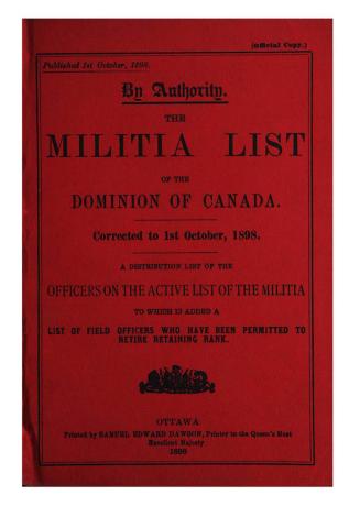 The militia list of the Dominion of Canada