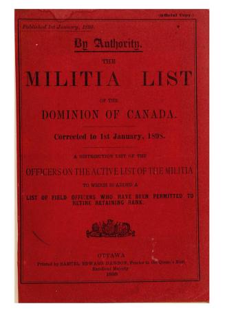 The militia list of the Dominion of Canada