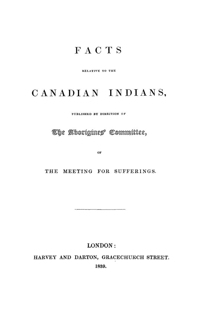 Facts relative to the Canadian Indians, pub