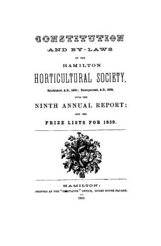 Constitution and by-laws of the Hamilton Horticultural Society