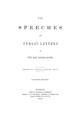 The speeches and public letters of the Hon