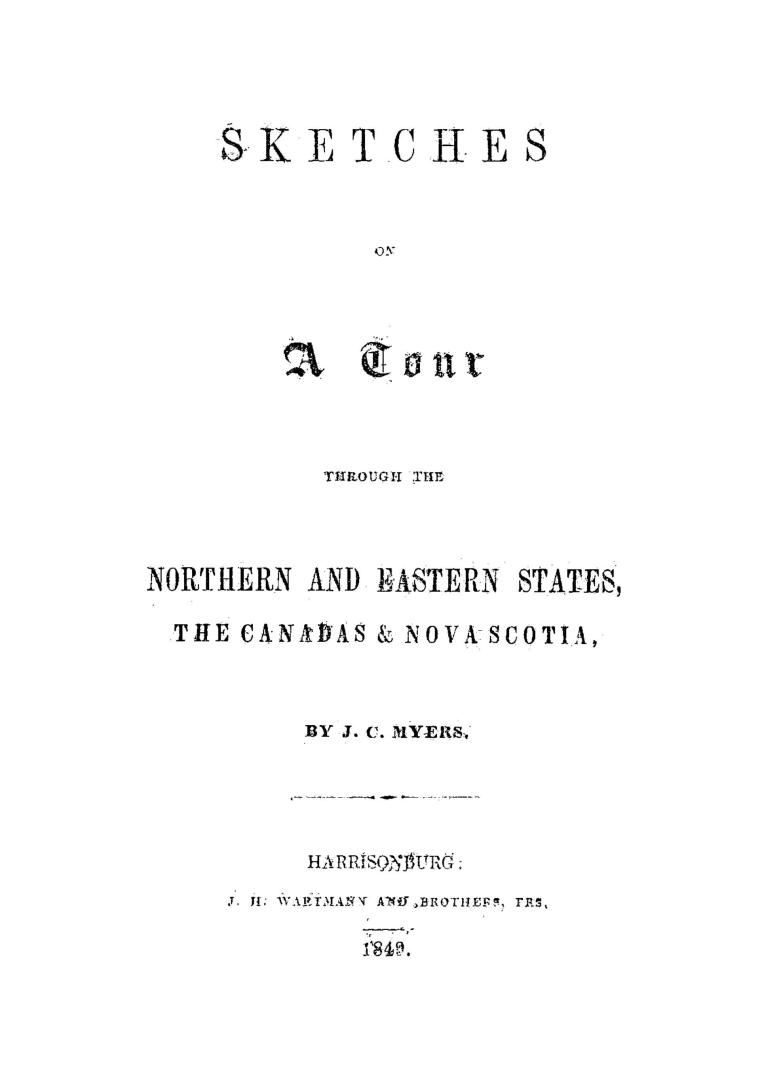 Sketches on a tour through the northern and eastern states, the Canadas & Nova Scotia