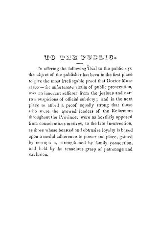 Trial of Dr. Morrison, M.P.P., for high treason, at Toronto, on Wednesday, April 24, 1838