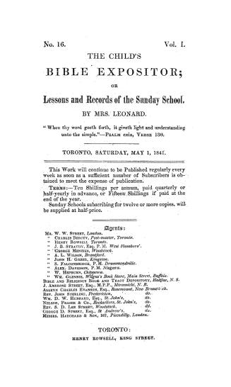 The child's Bible expositor, or, Lessons and records of the Sunday school