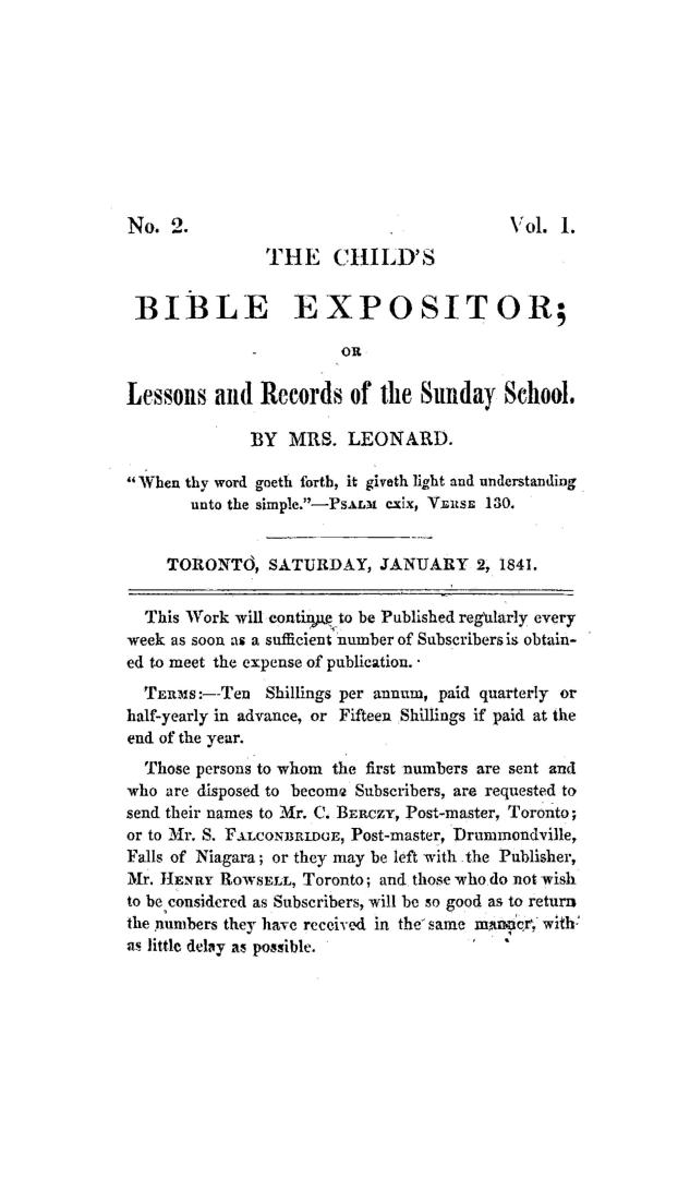 The child's Bible expositor, or, Lessons and records of the Sunday school