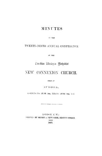 Minutes of the... annual conference of the Canadian Wesleyan Methodist New Connexion Church