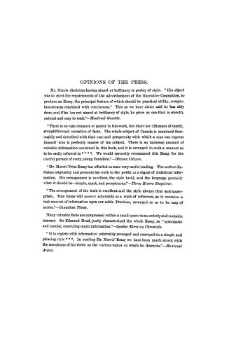 Canada and her resources, an essay, to which upon a reference from the Paris exhibition committee of Canada, was awarded by His Excellency Sir Edmund Walker Head, the second prize