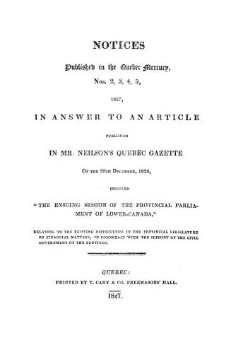 Notices published in the Québec Mercury, nos