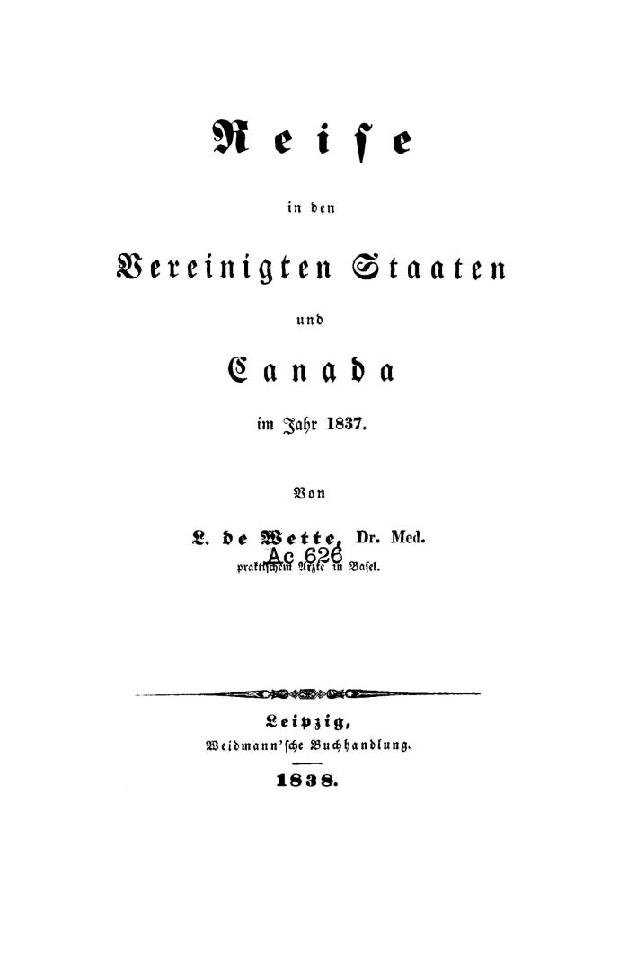 Reise in den Vereinigten Staaten und Canada im jahr 1837