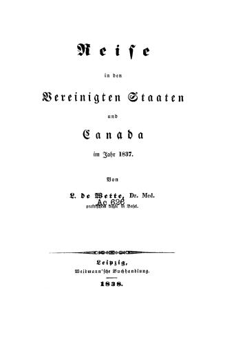 Reise in den Vereinigten Staaten und Canada im jahr 1837