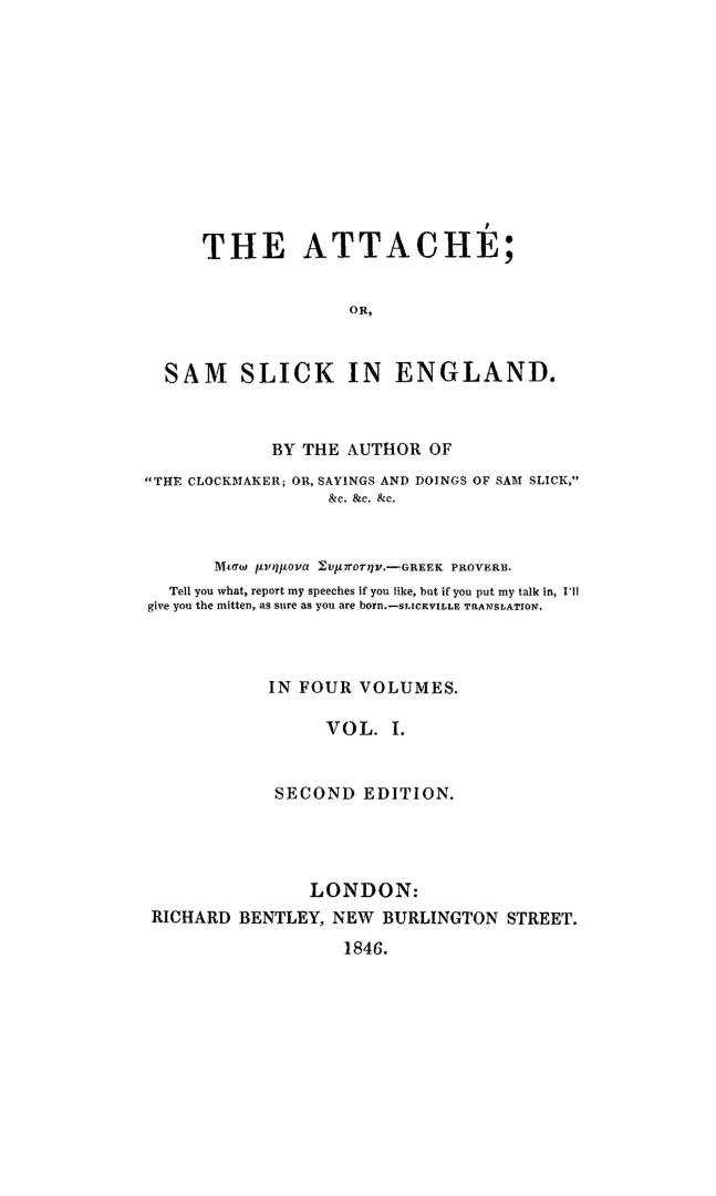 The attaché, or, Sam Slick in England