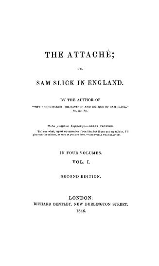 The attaché, or, Sam Slick in England