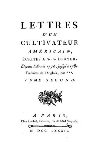 Lettres d'un cultivateur américain écrites à W