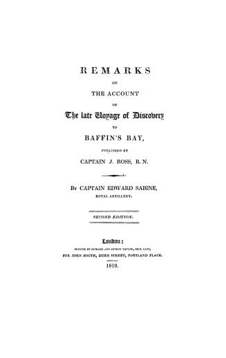 Remarks on the account of the late Voyage of discovery to Baffin's Bay