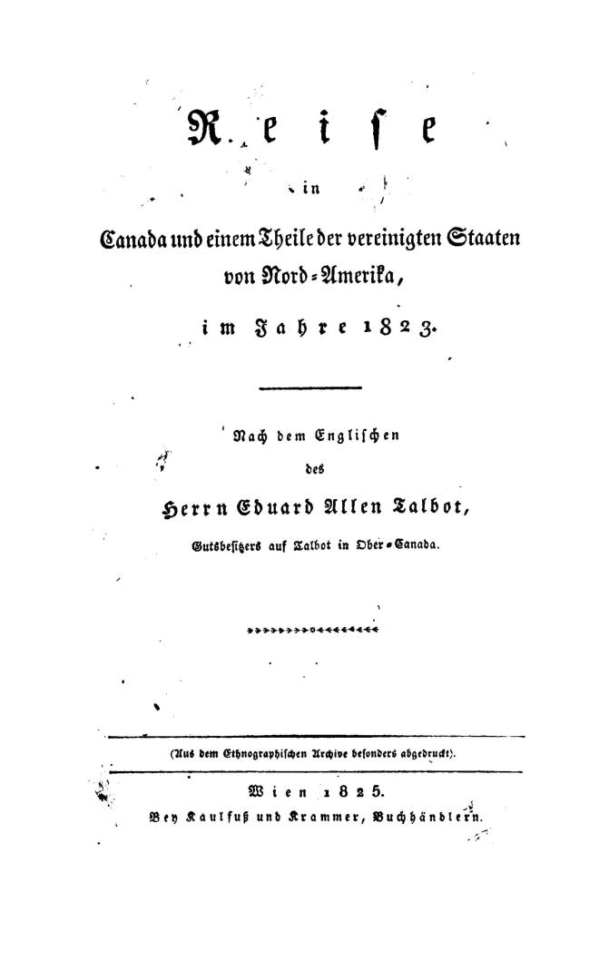 Reise in Canada und einem Theile der vereinigten Staaten von Nord-Amerika, im Jahre 1823