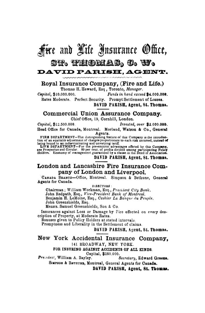 Counties of Elgin & Norfolk directory for 1865 & 1866, containing a separate alphabetical directory of every town and village in both Counties, togeth(...)