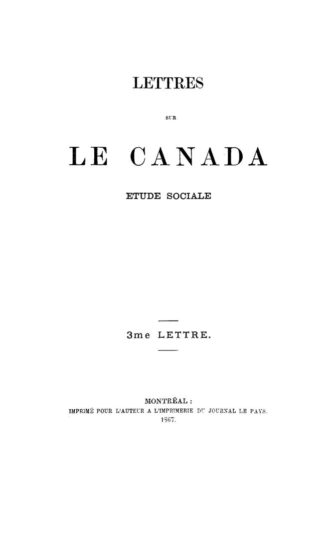 Lettres sur le Canada