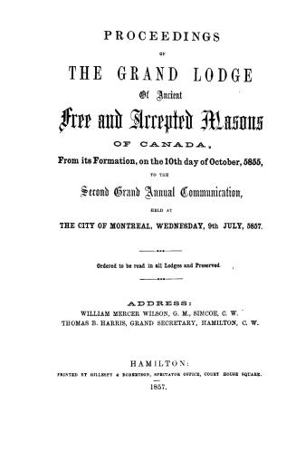 Proceedings of the Grand Lodge of Ancient, Free and Accepted Masons of Canada