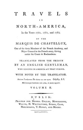 Travels in North-America, in the years 1780, 1781 and 1782