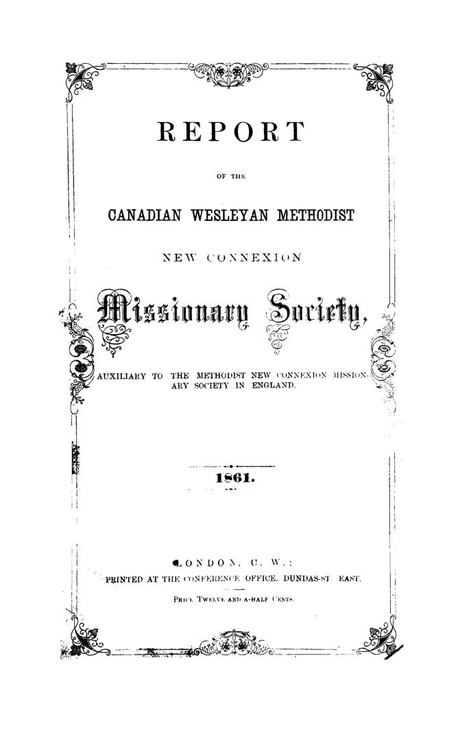 Report of the Canadian Wesleyan Methodist New Connexion Missionary Society