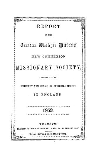 Report of the Canadian Wesleyan Methodist New Connexion Missionary Society