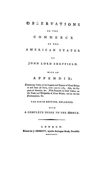 Observations on the commerce of the American states