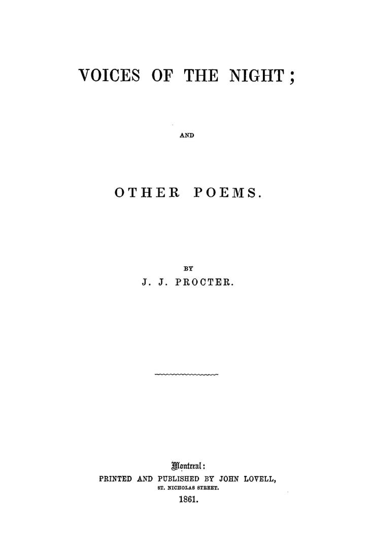 Voices of the night, and other poems