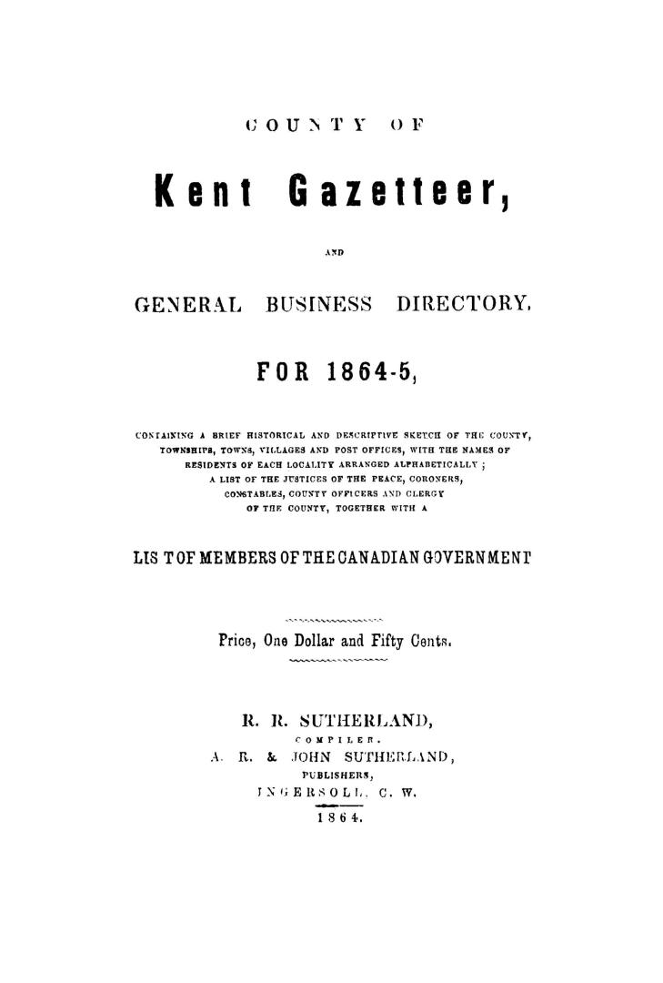 County of Kent gazetteer, and general business directory for