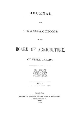 Transactions of the Board of Agriculture and of the Agricultural Association of Upper Canada