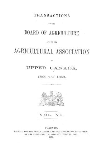 Transactions of the Board of Agriculture and of the Agricultural Association of Upper Canada