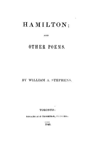 Hamilton and other poems