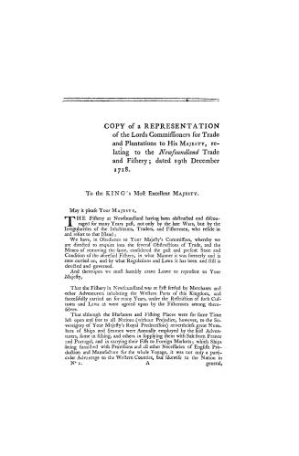 Copy of representation of the Lords Commissioners for Trade and Plantations