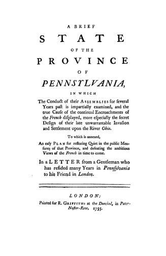 A brief state of the province of Pennsylvania