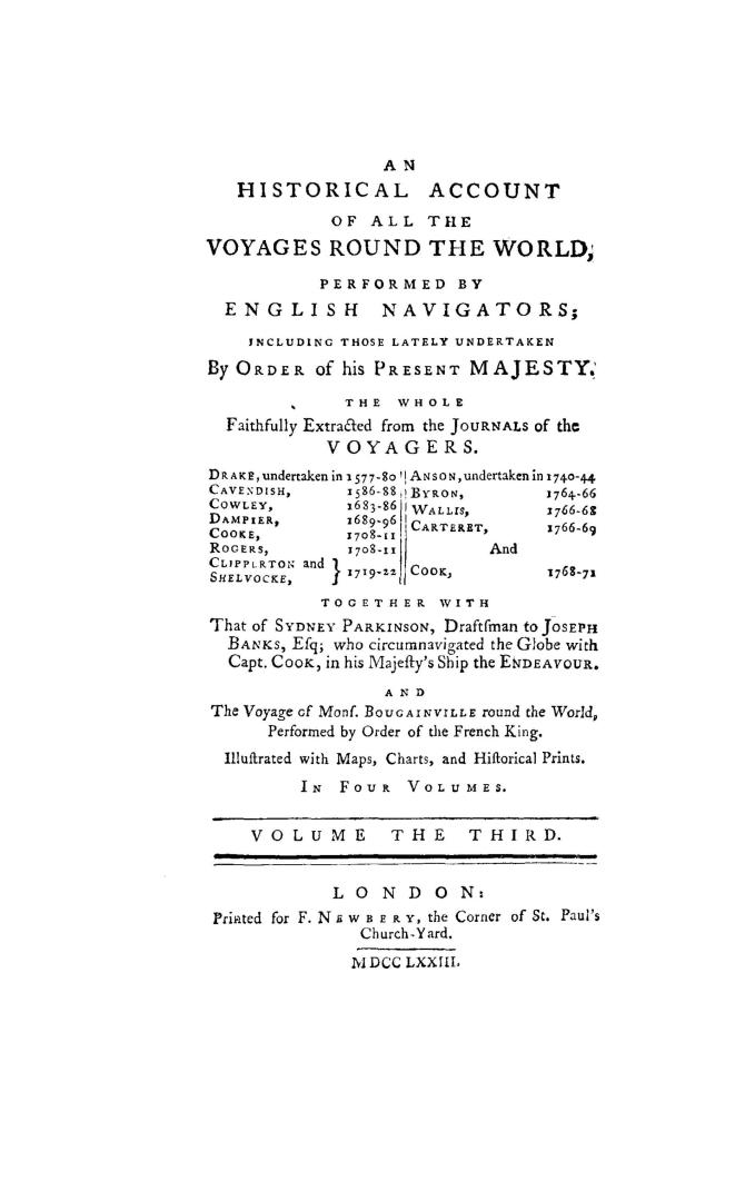 An historical account of all the voyages round the world, performed by English navigators,