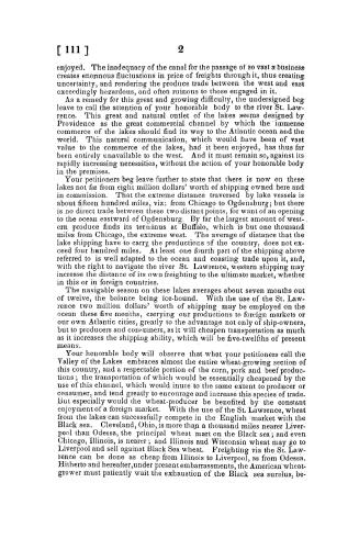 Petition of citizens of the United States residing in the valley of the northwestern lakes, praying the adoption of measures to procure the free navig(...)