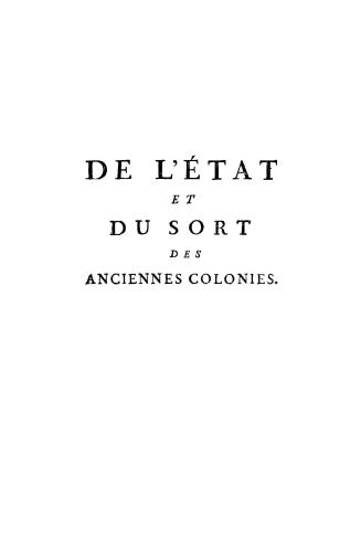 De l'état et du sort des colonies, des anciens peuples