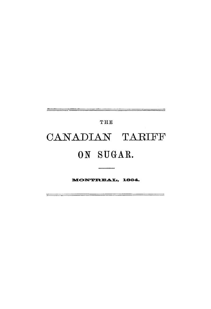 The Canadian tariff on sugar