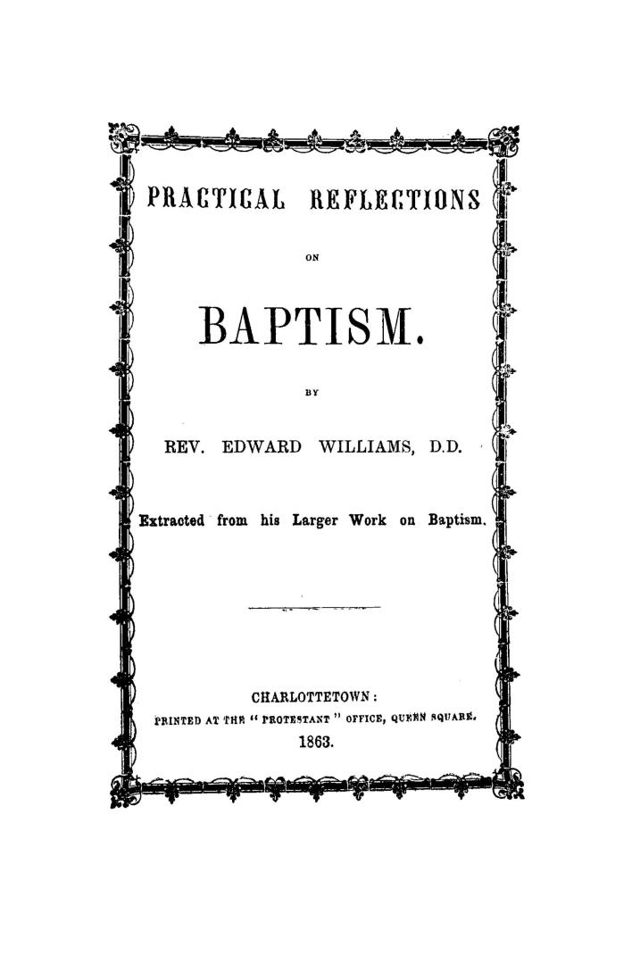 Practical reflections on baptism